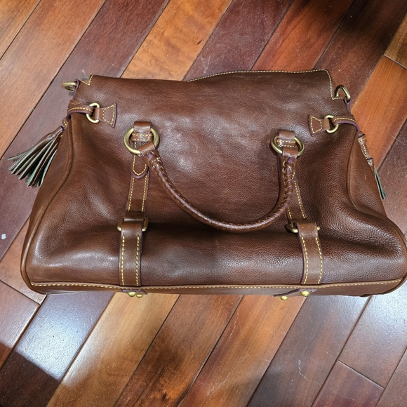 Large Dooney & Bourke Florentine Datchel with Shoulder Strap in Chestnut - Picture 2 of 4